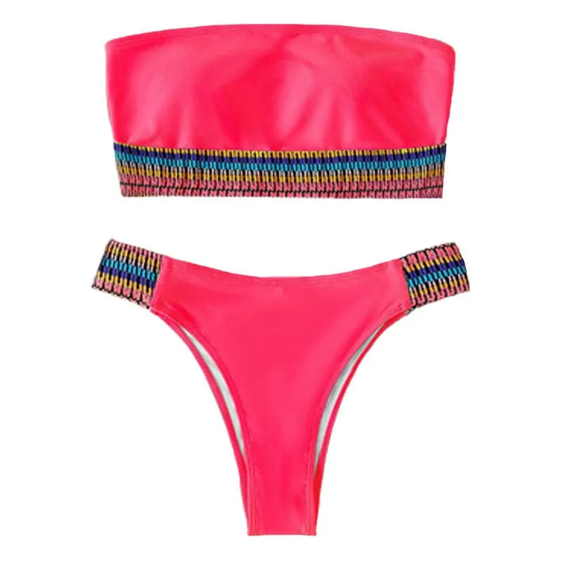 Contrast tube bikini swimwear