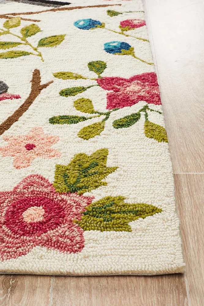 Copacabana Finch and Nest Exquisite Indoor Outdoor Rug Cream