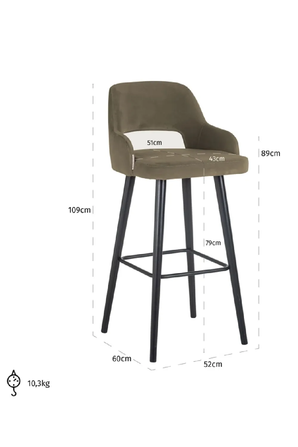 Cut-Out Back Bar Stool | OROA Antony