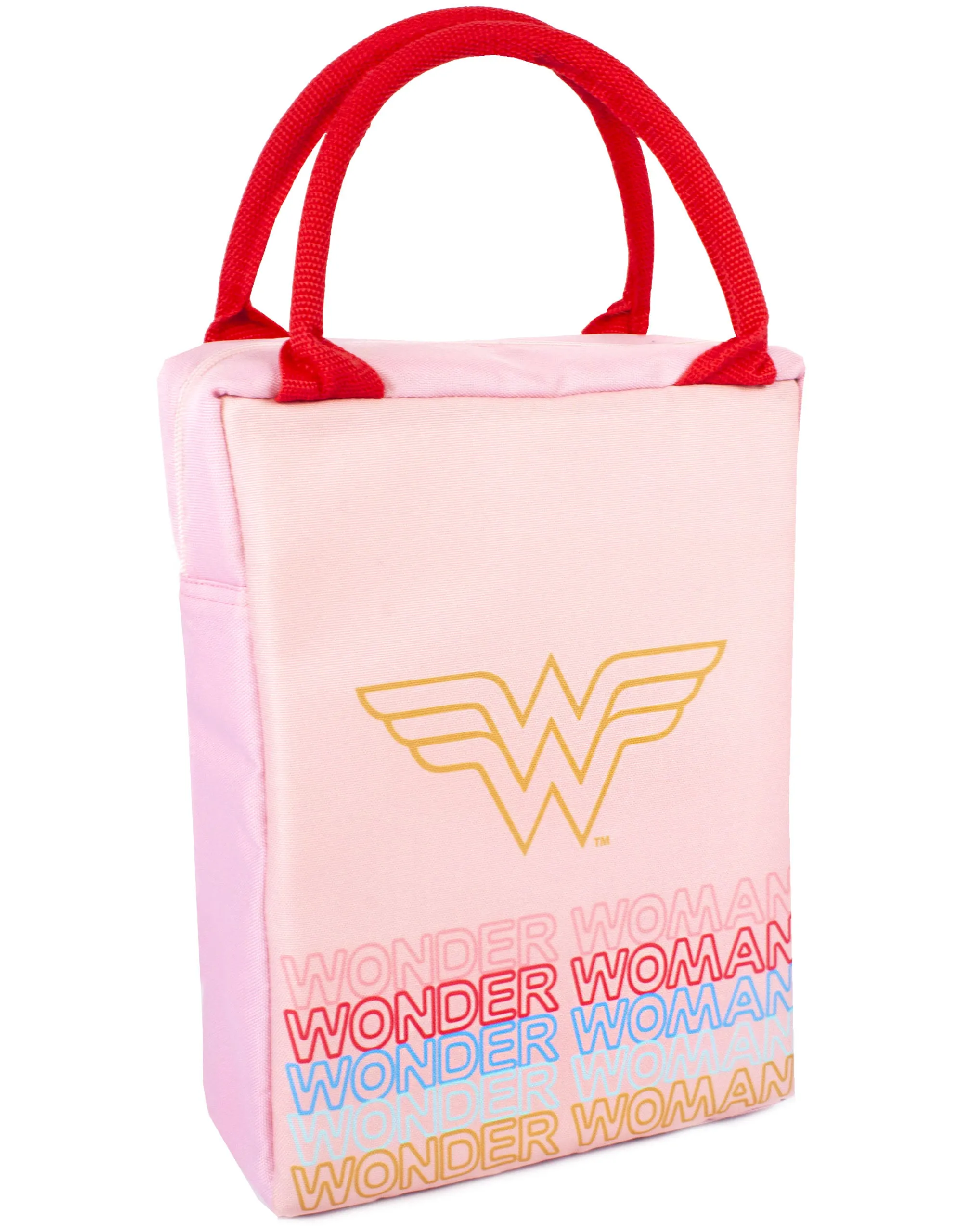 DC Comics Logo & Icon Print Womens Pink Lunch Bag Bottle and Snack Pot