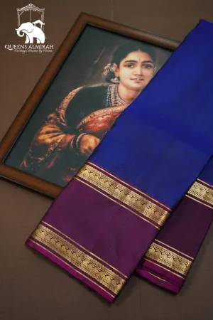 DEEP SAPPHIRE WITH WINE BERRY PURE KANCHIVARAM SILK SAREE