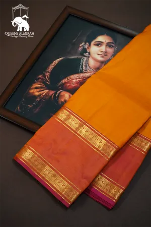 DIRTY ORANGE WITH RUST BROWN PURE KANCHIVARAM SILK SAREE