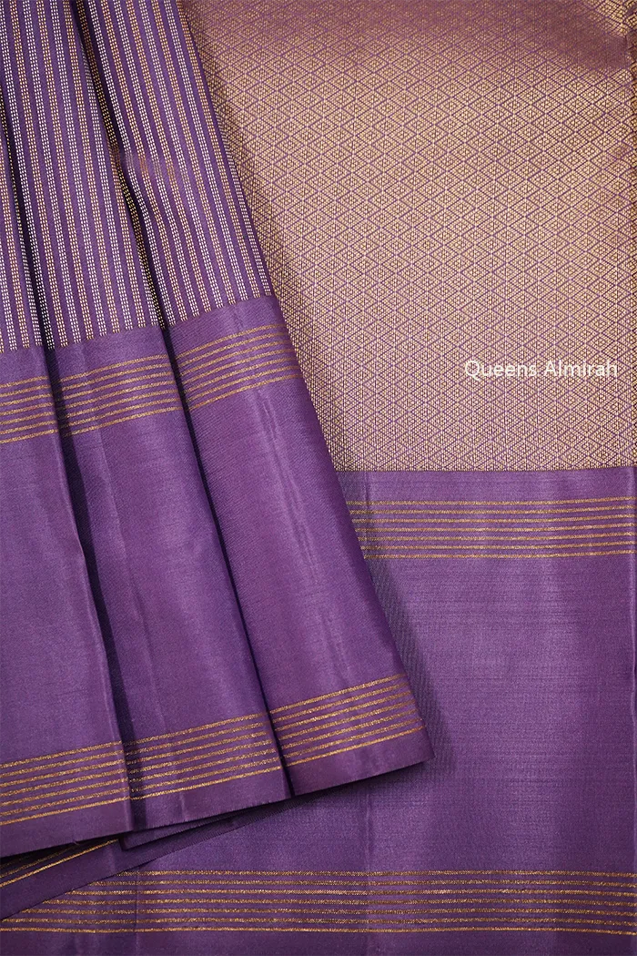 DUSTY LAVENDER WITH PURPLE HAZE PURE KANCHIVARAM SILK SAREE