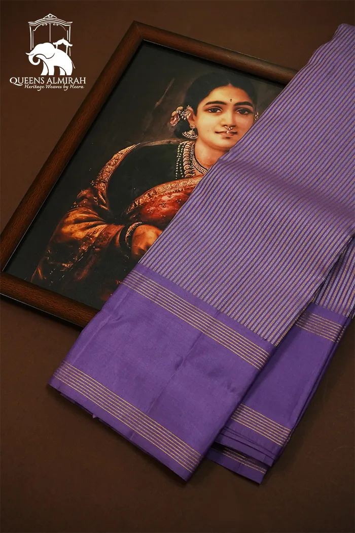 DUSTY LAVENDER WITH PURPLE HAZE PURE KANCHIVARAM SILK SAREE