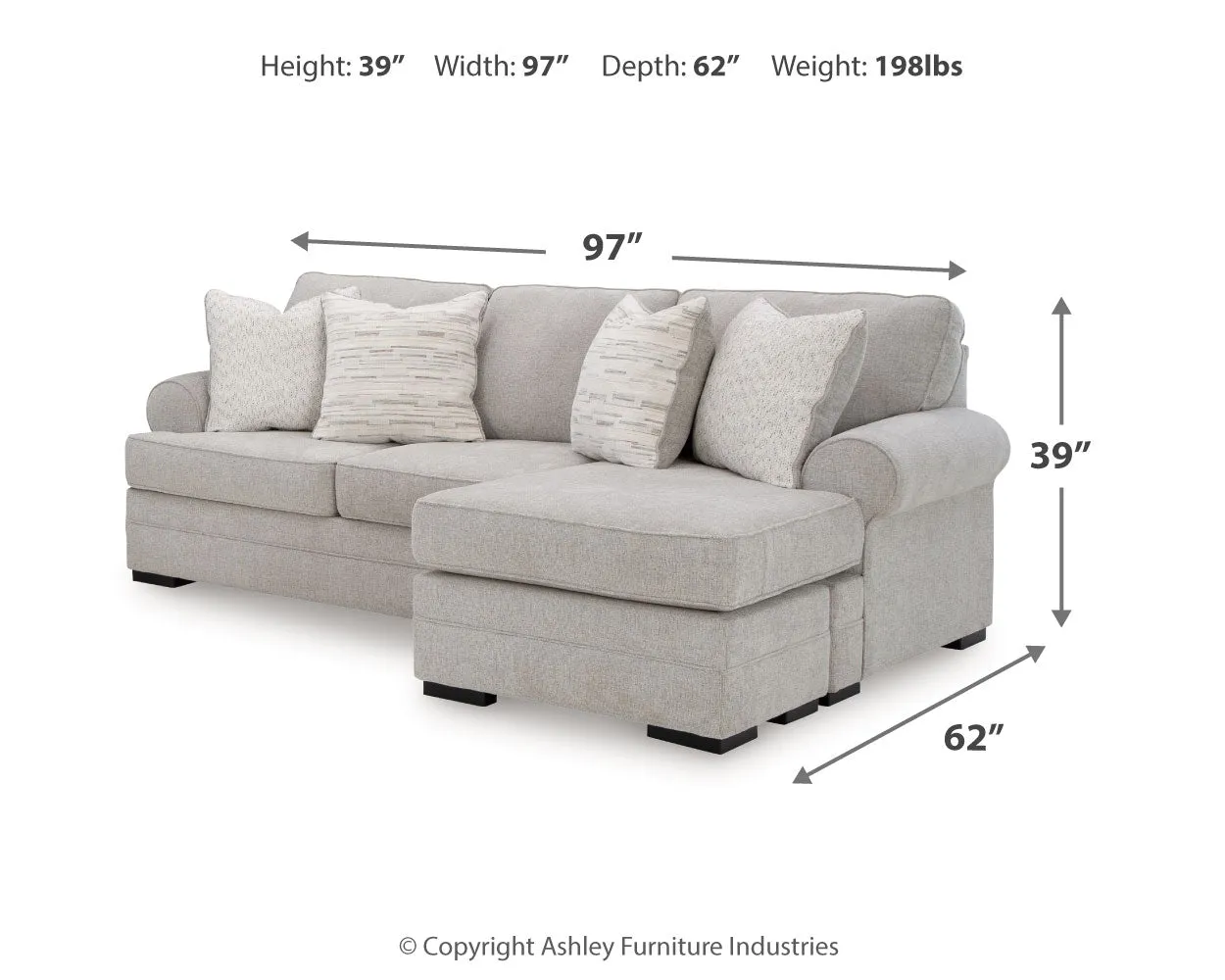 Eastonbridge Sofa Chaise, Chair, and Ottoman in Shadow