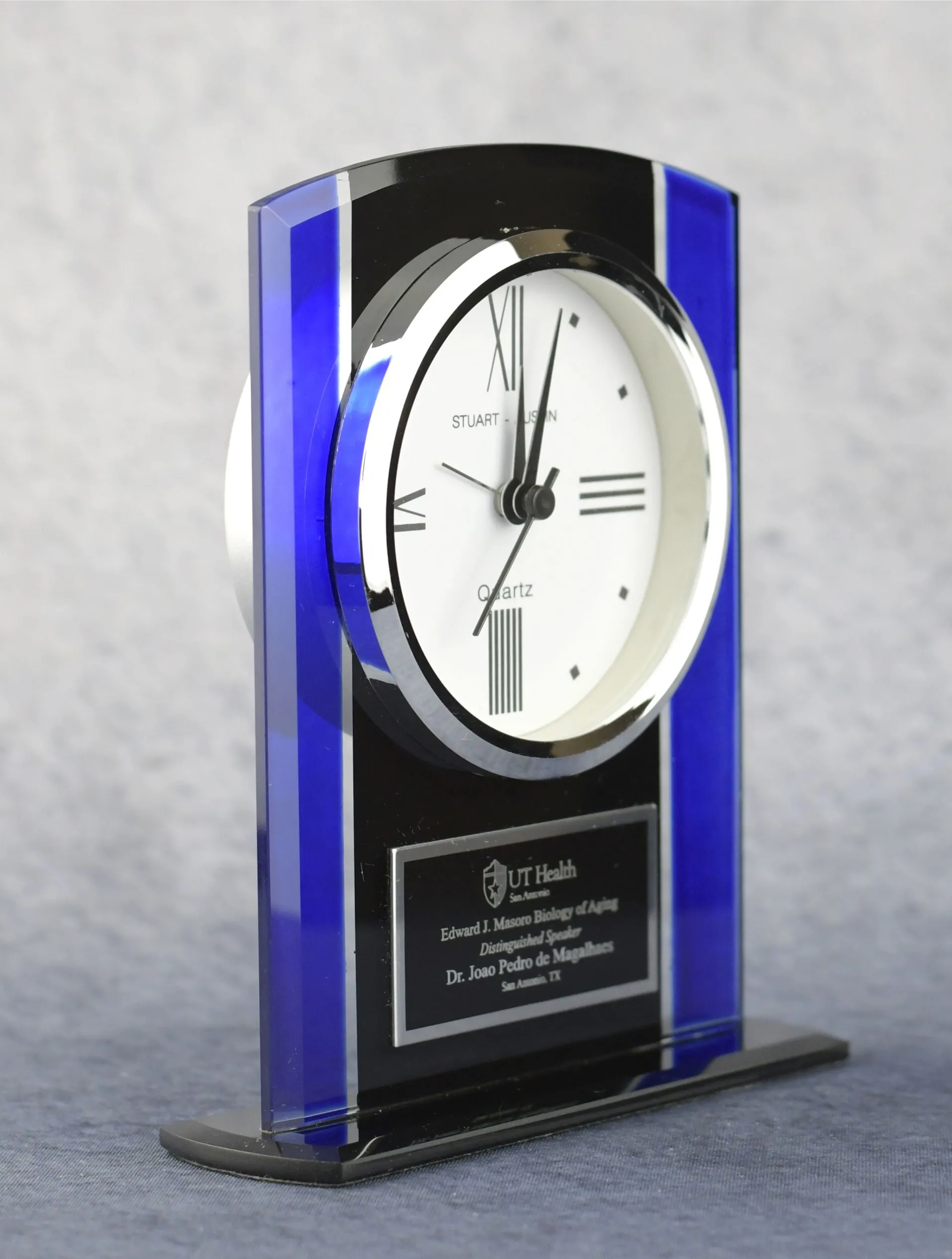 Economy Black and Blue Glass Clock