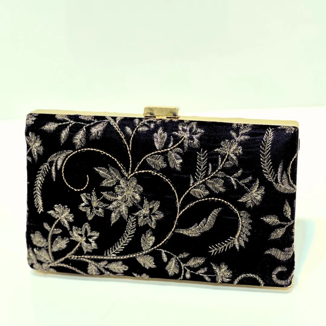 EMARUS Velvet Embroidery Clutch