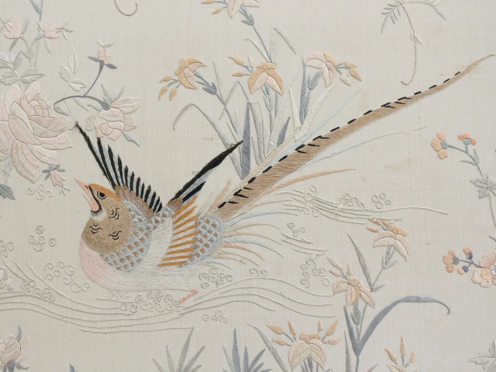 Exquisite Antique Chinese Hand Embroidered Silk Framed Panel