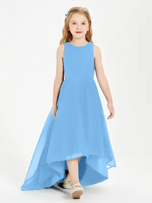 Exquisite Asymmetrical Junior Bridesmaid Dresses Scoop Neck Blue