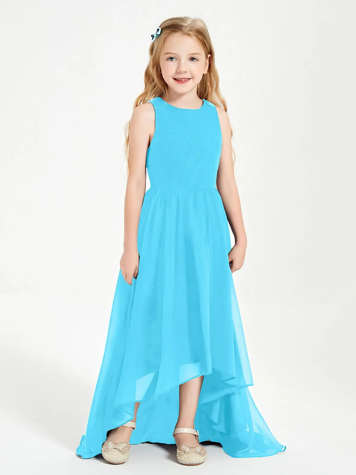 Exquisite Asymmetrical Junior Bridesmaid Dresses Scoop Neck Pool