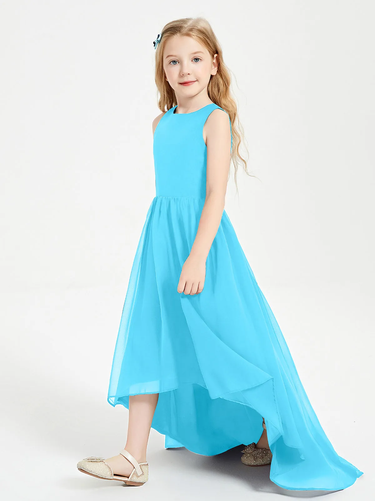 Exquisite Asymmetrical Junior Bridesmaid Dresses Scoop Neck Pool