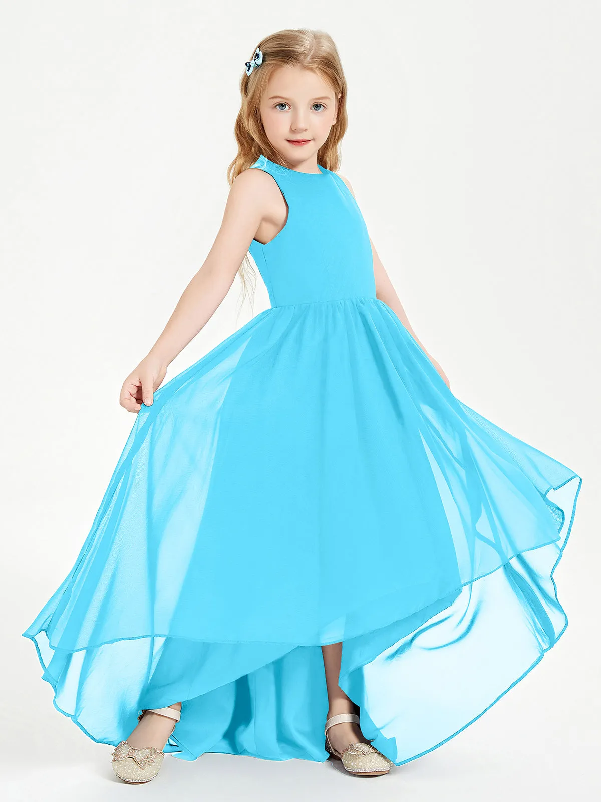 Exquisite Asymmetrical Junior Bridesmaid Dresses Scoop Neck Pool