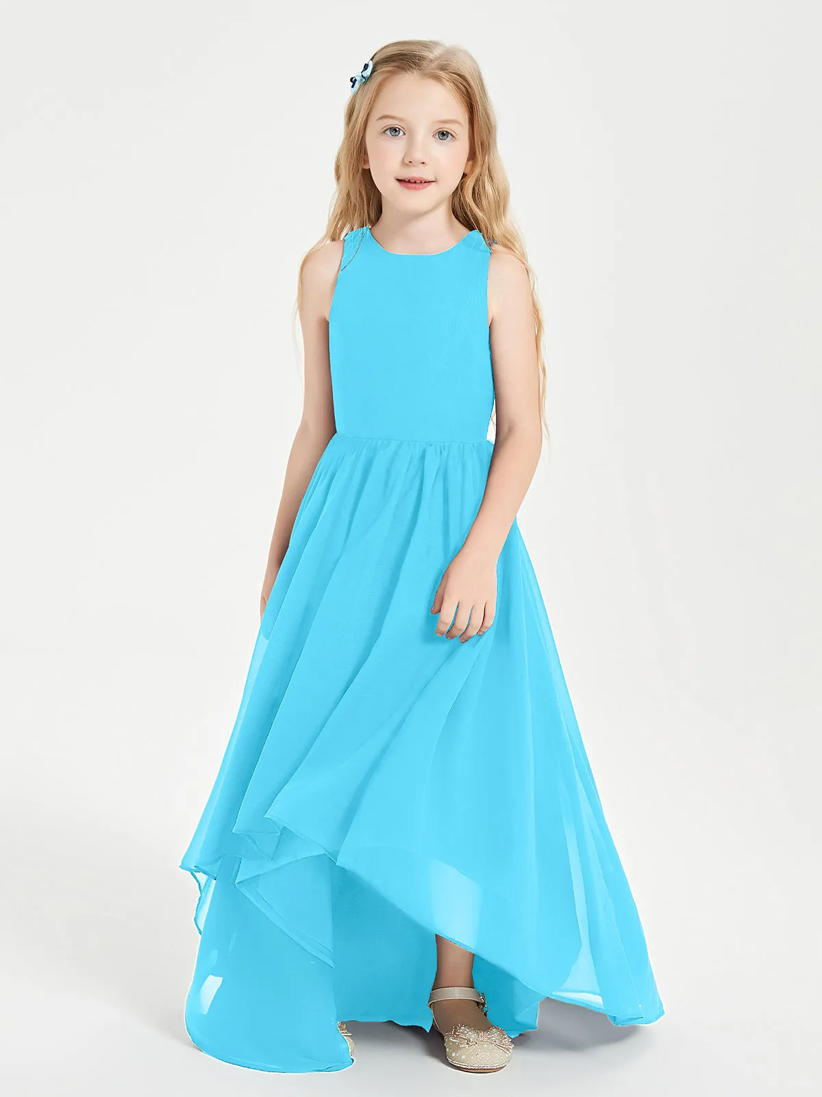 Exquisite Asymmetrical Junior Bridesmaid Dresses Scoop Neck Pool