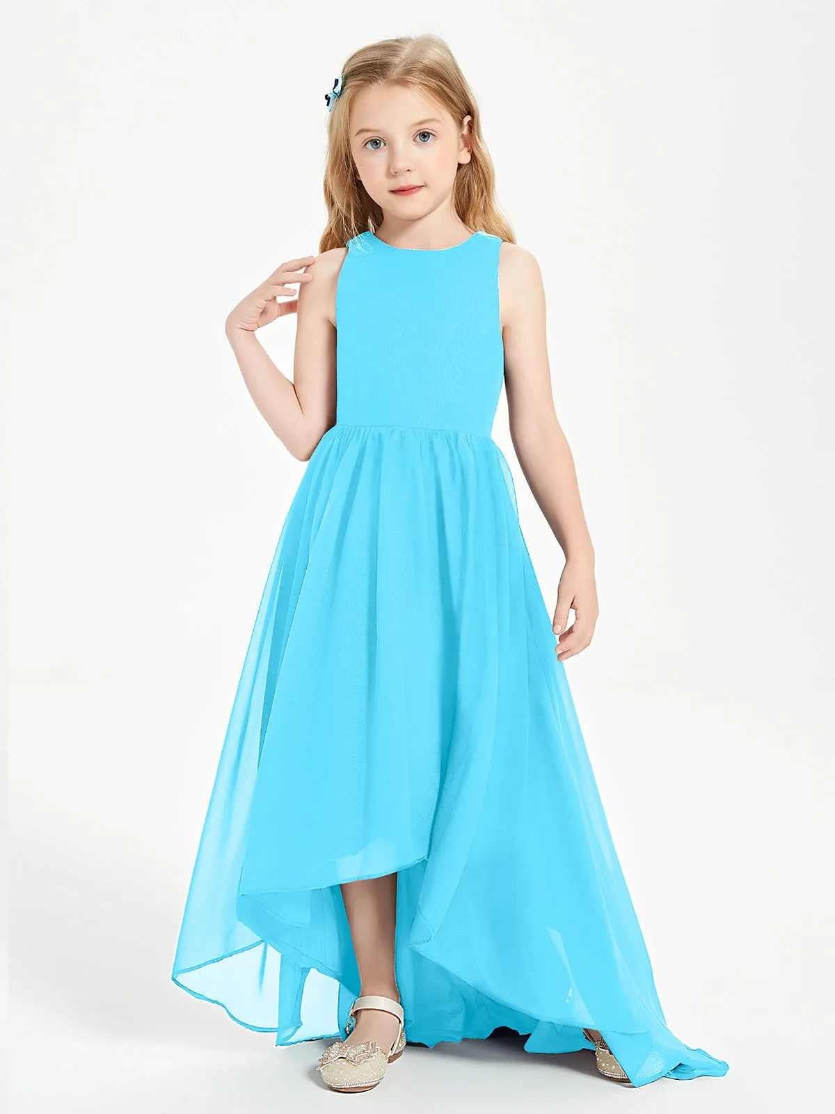 Exquisite Asymmetrical Junior Bridesmaid Dresses Scoop Neck Pool