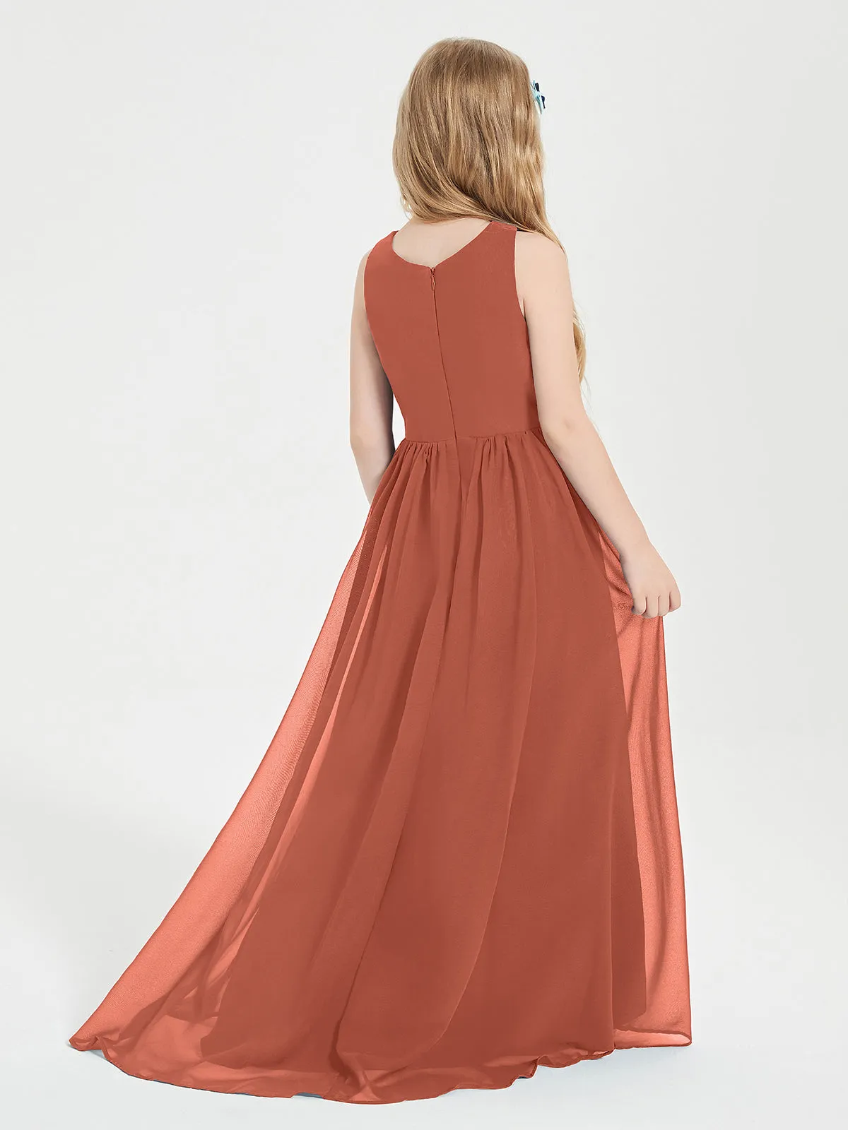 Exquisite Asymmetrical Junior Bridesmaid Dresses Scoop Neck Rust