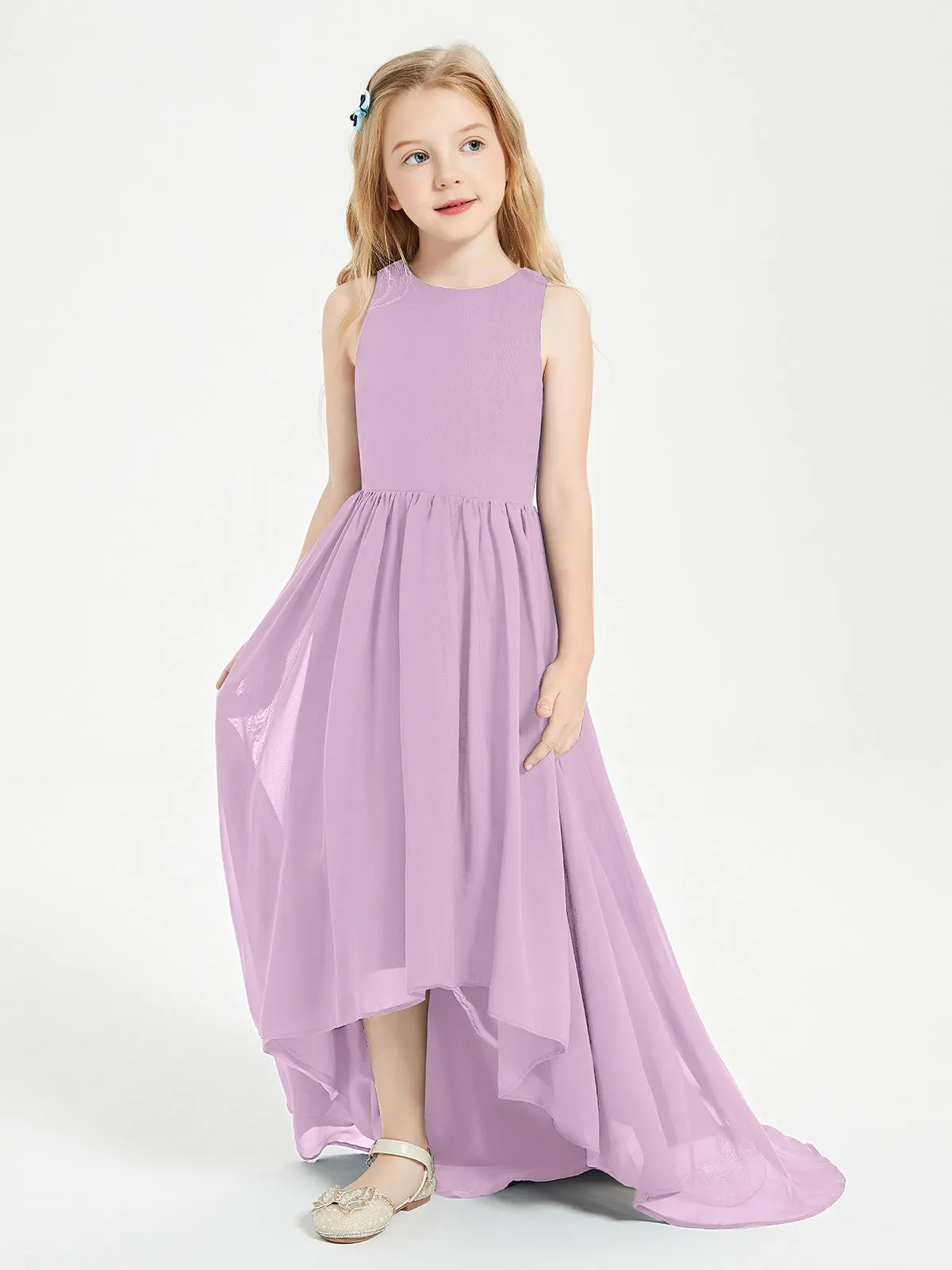 Exquisite Asymmetrical Junior Bridesmaid Dresses Scoop Neck Wisteria