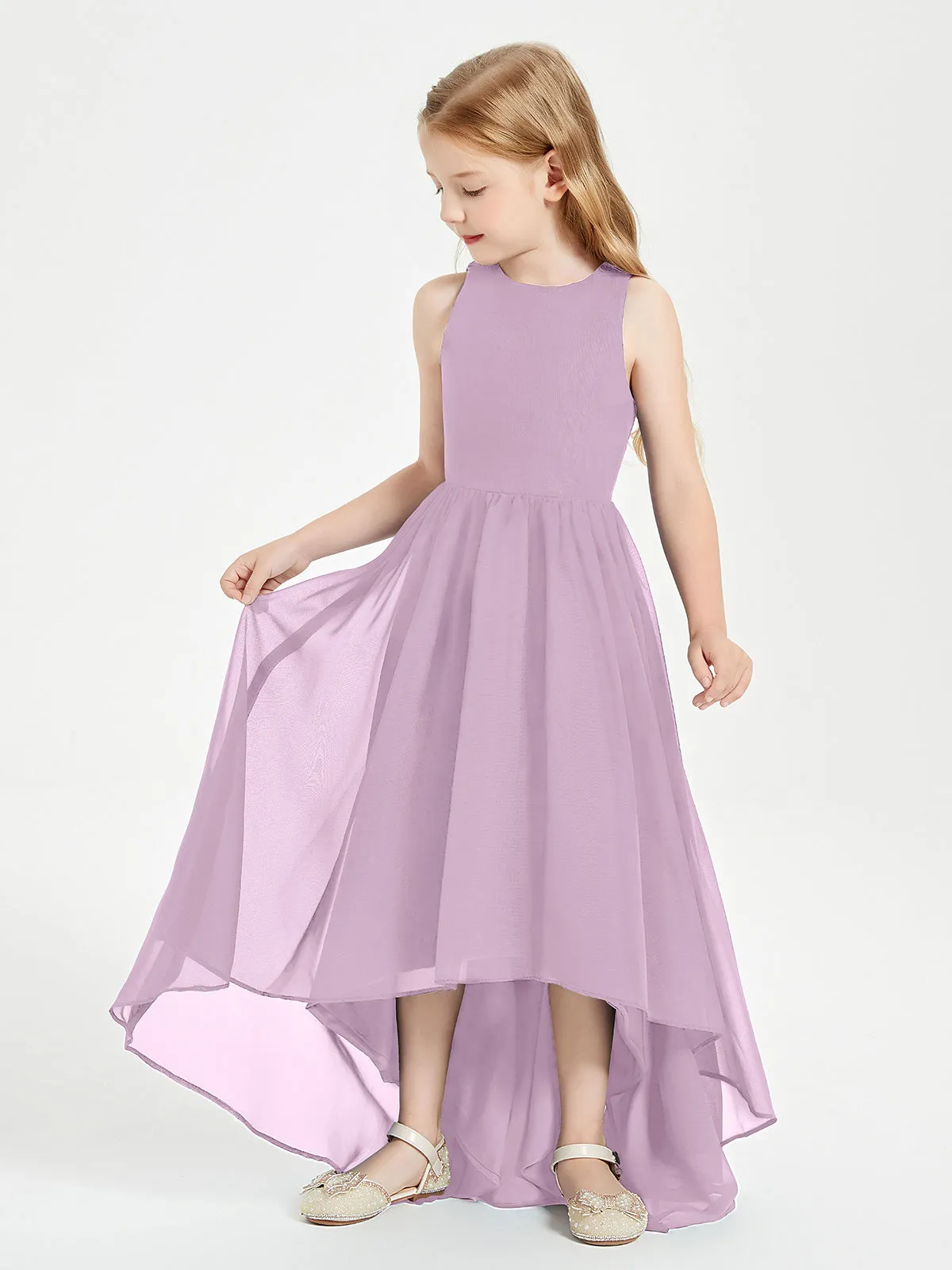 Exquisite Asymmetrical Junior Bridesmaid Dresses Scoop Neck Wisteria