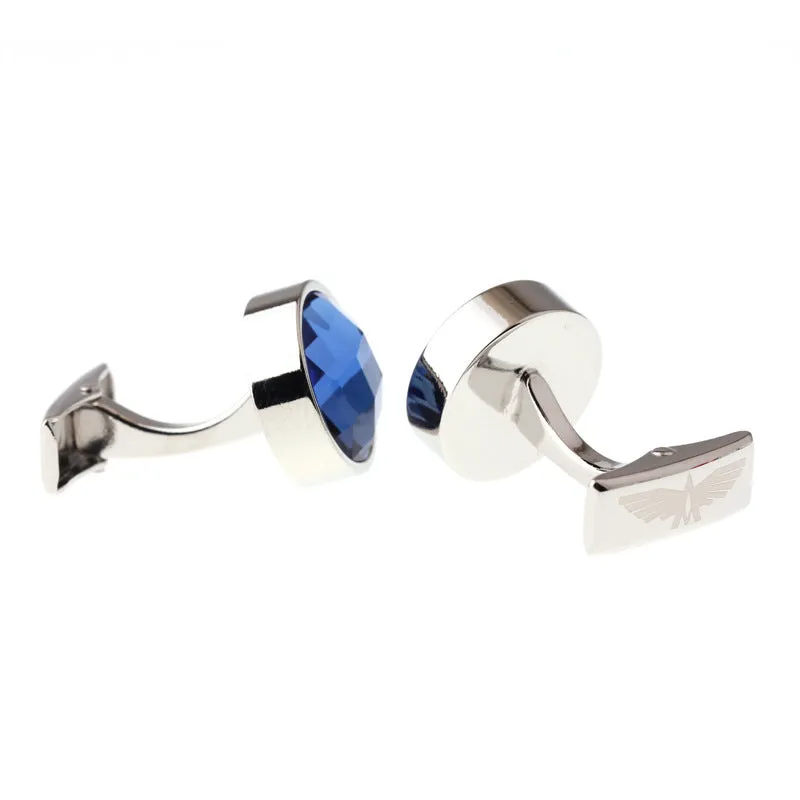 Exquisite Blue Crystal Cufflinks For Men And Women