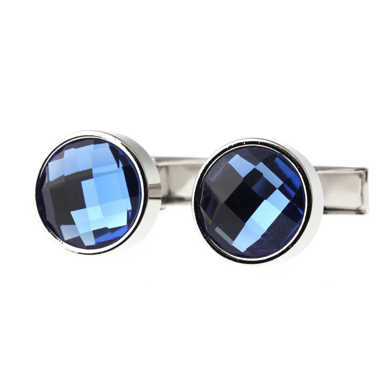 Exquisite Blue Crystal Cufflinks For Men And Women