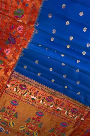 Exquisite Blue Gadwal Handloom Pure Silk Saree