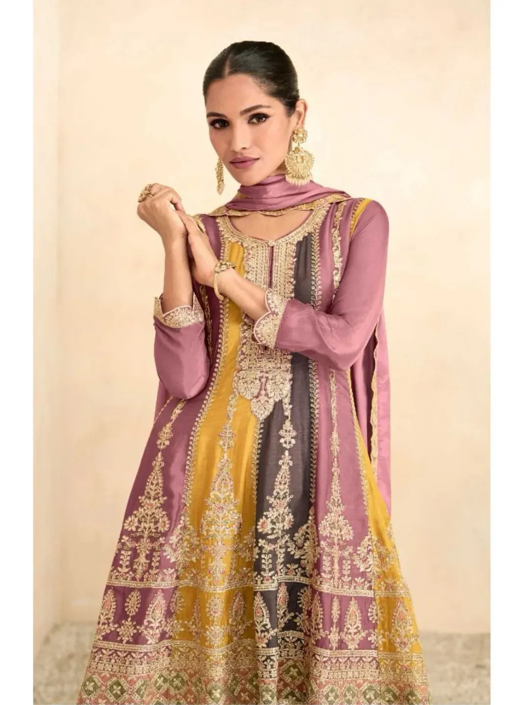 Exquisite Embroidered Pure Chinon Festive Wear Sharara Suit