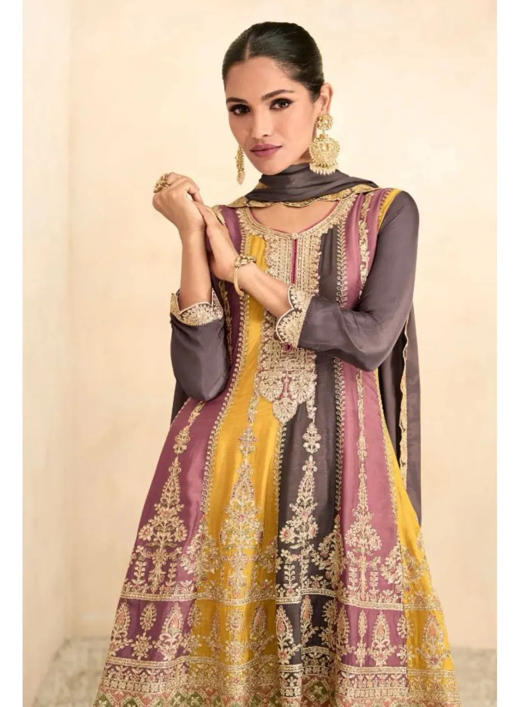 Exquisite Embroidered Pure Chinon Festive Wear Sharara Suit