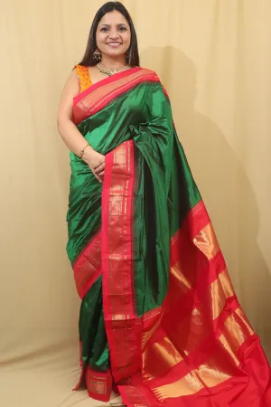 Exquisite Green Ilkal Pure Silk Saree - Timeless Elegance