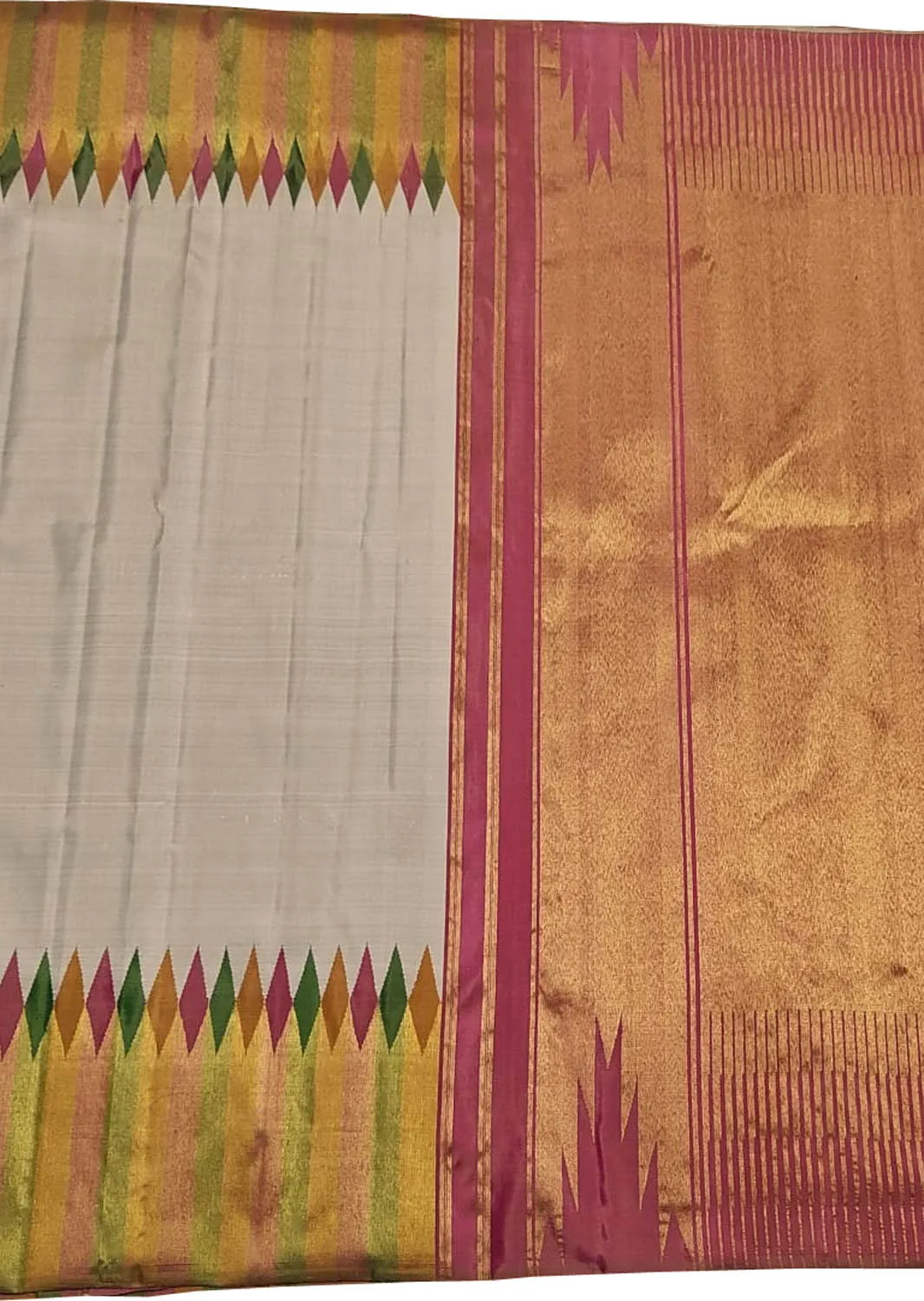 Exquisite Grey Kanjeevaram Pure Silk Saree Handloom