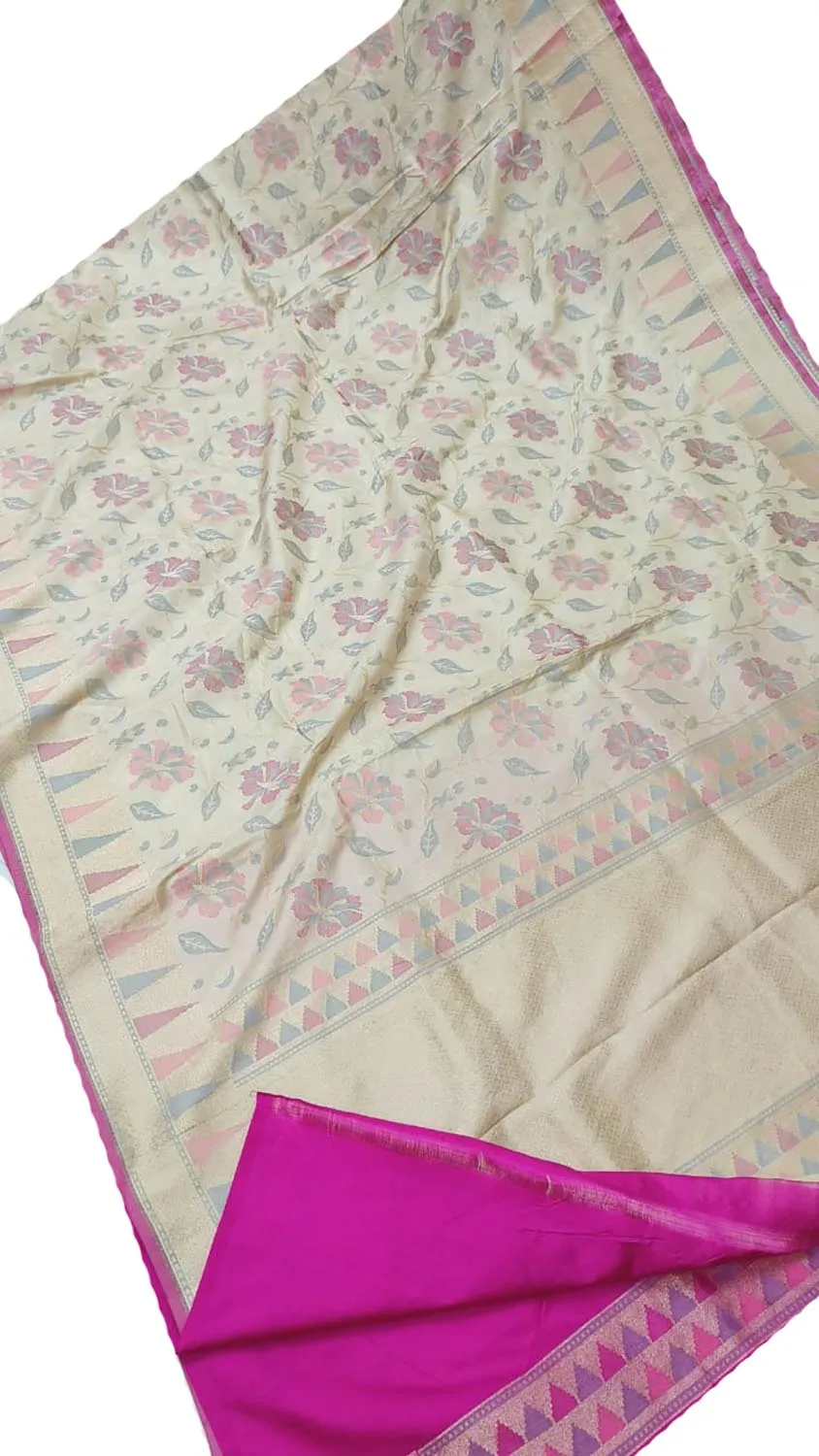 Exquisite Pastel Banarasi Handloom Pure Katan Silk Saree