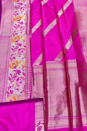 Exquisite Pink Banarasi Katan Silk Saree