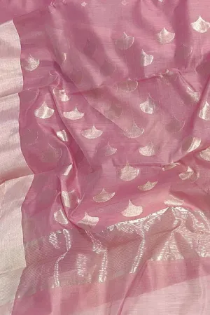 Exquisite Pink Chanderi Silk Cotton Saree