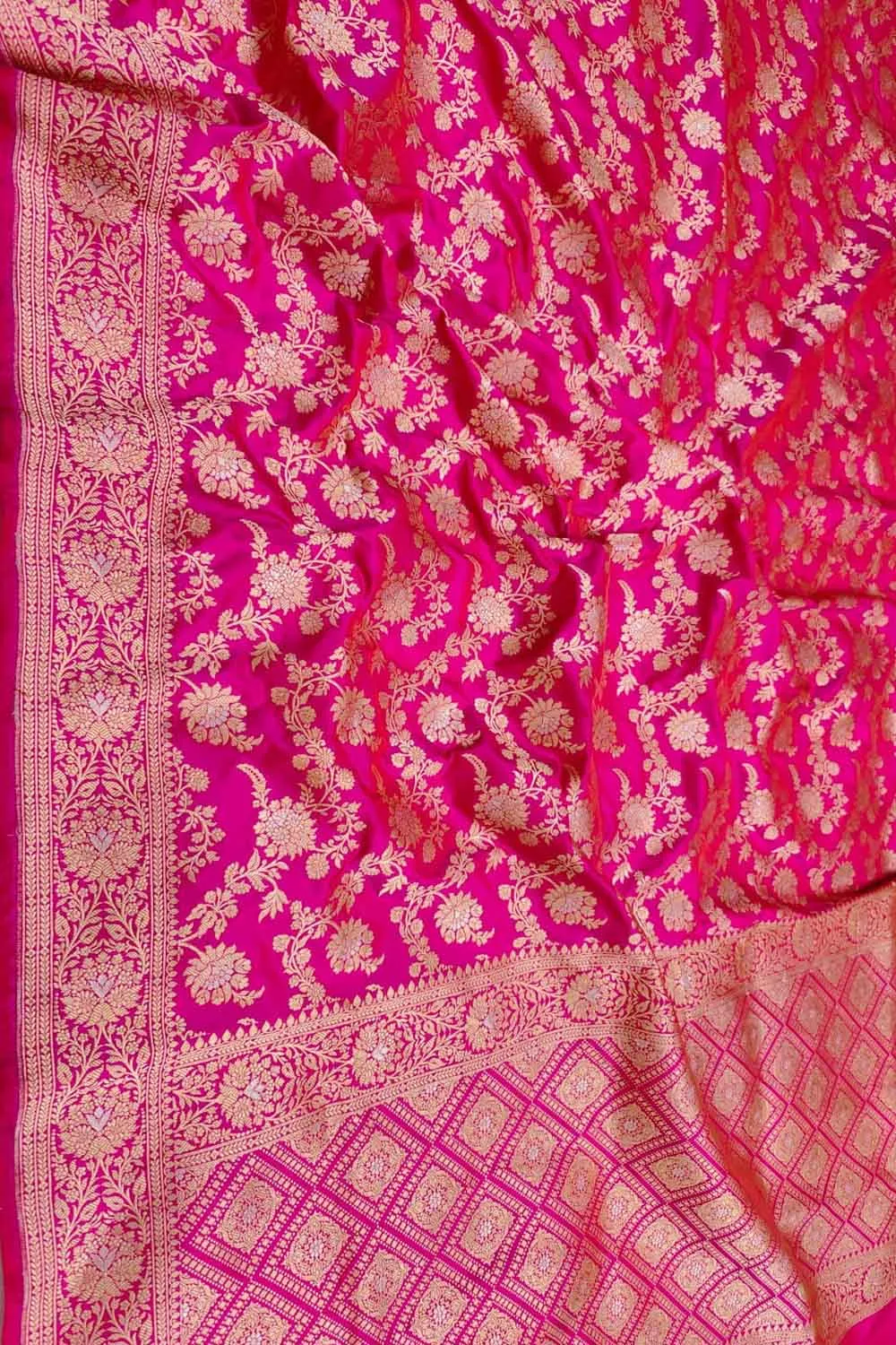 Exquisite Pink Handloom Banarasi Pure Katan Silk Saree