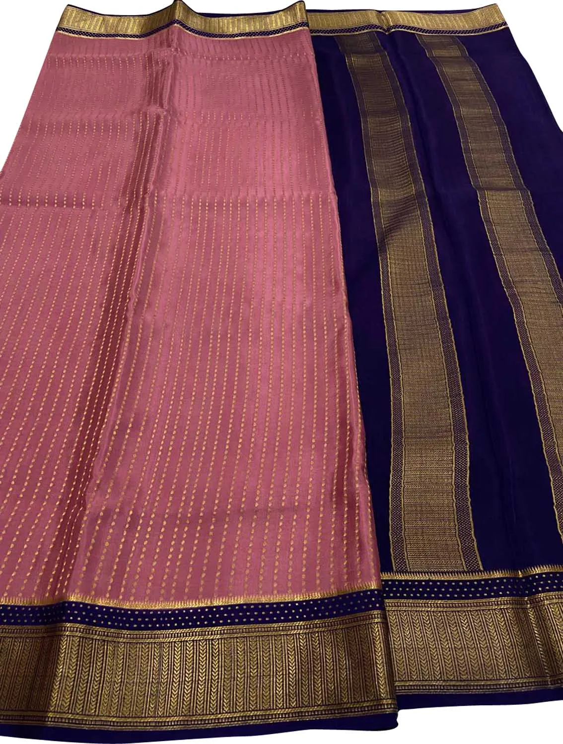 Exquisite Pink Mysore Handloom Pure Crepe Silk Saree