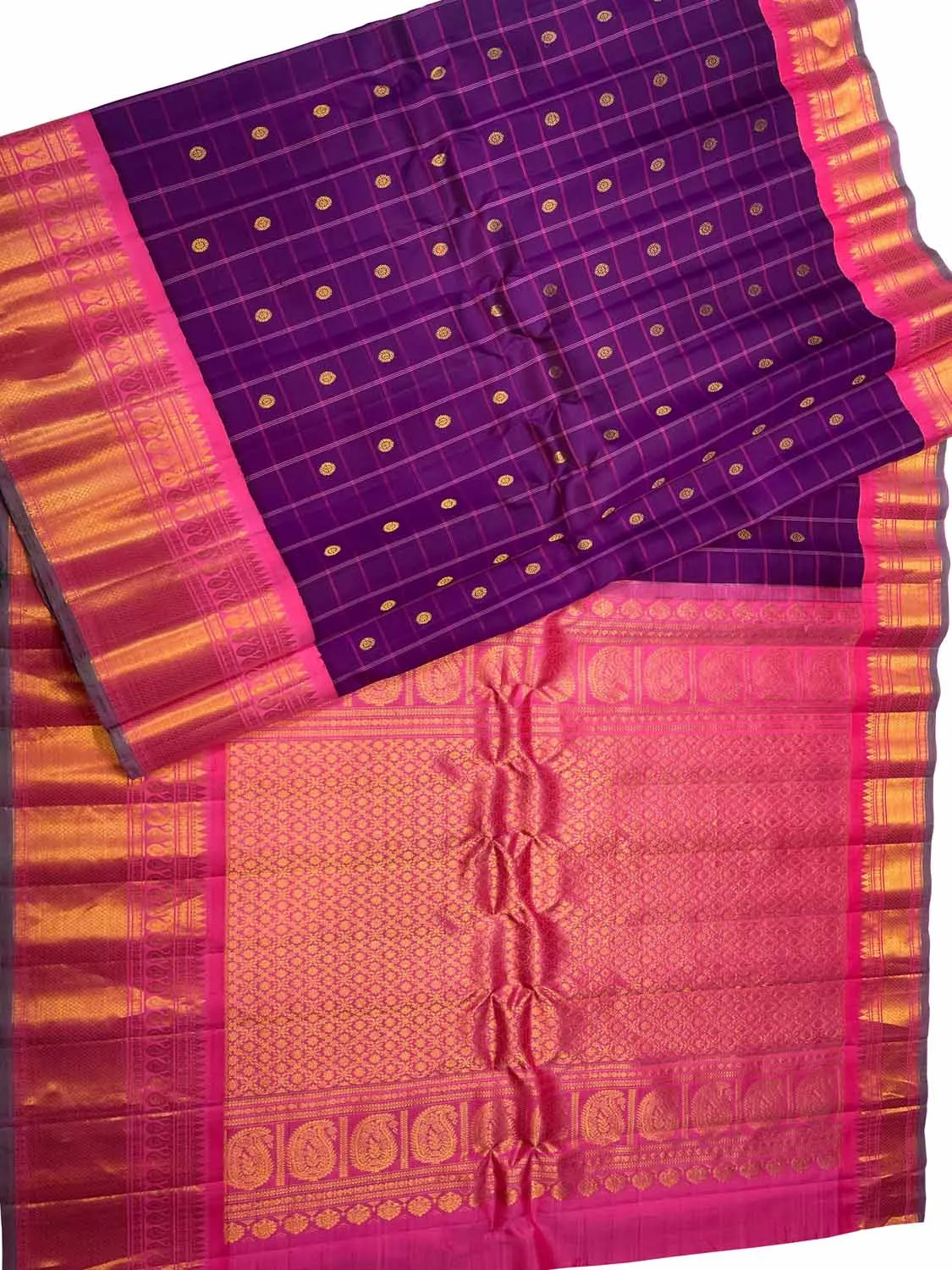 Exquisite Purple Gadwal Handloom Silk Saree