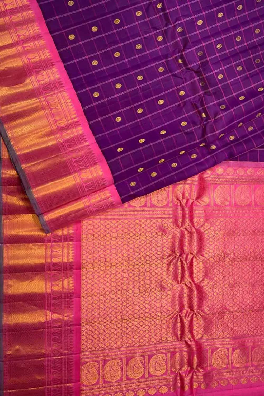 Exquisite Purple Gadwal Handloom Silk Saree