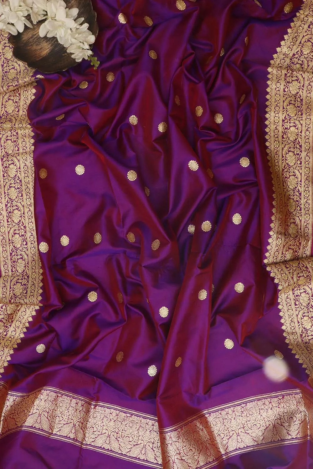 Exquisite Purple Handloom Banarasi Pure Katan Silk Dupatta