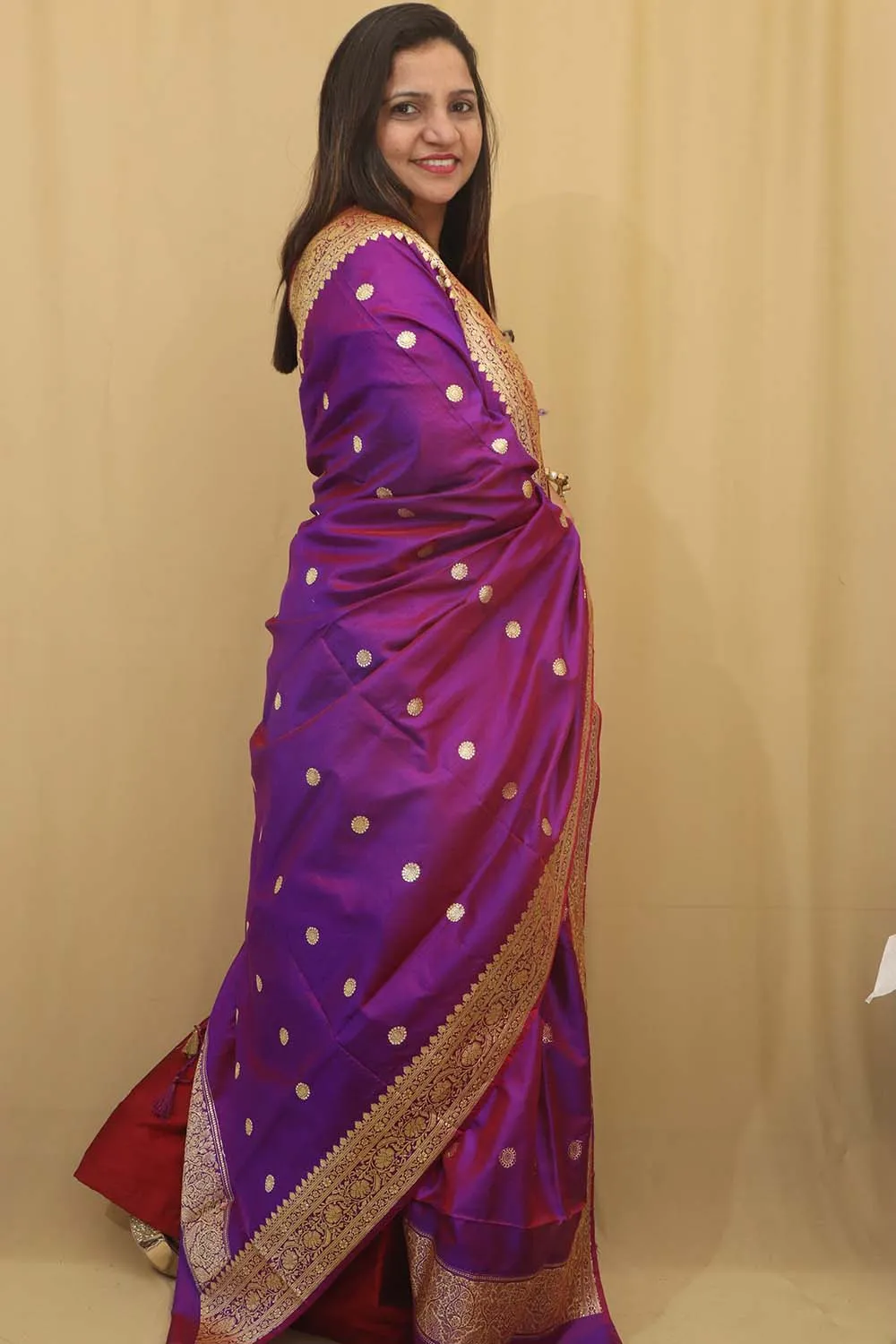 Exquisite Purple Handloom Banarasi Pure Katan Silk Dupatta