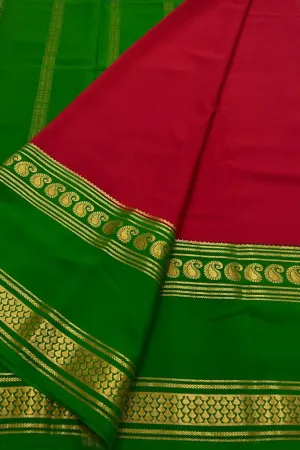 Exquisite Red Mysore Crepe Silk Saree