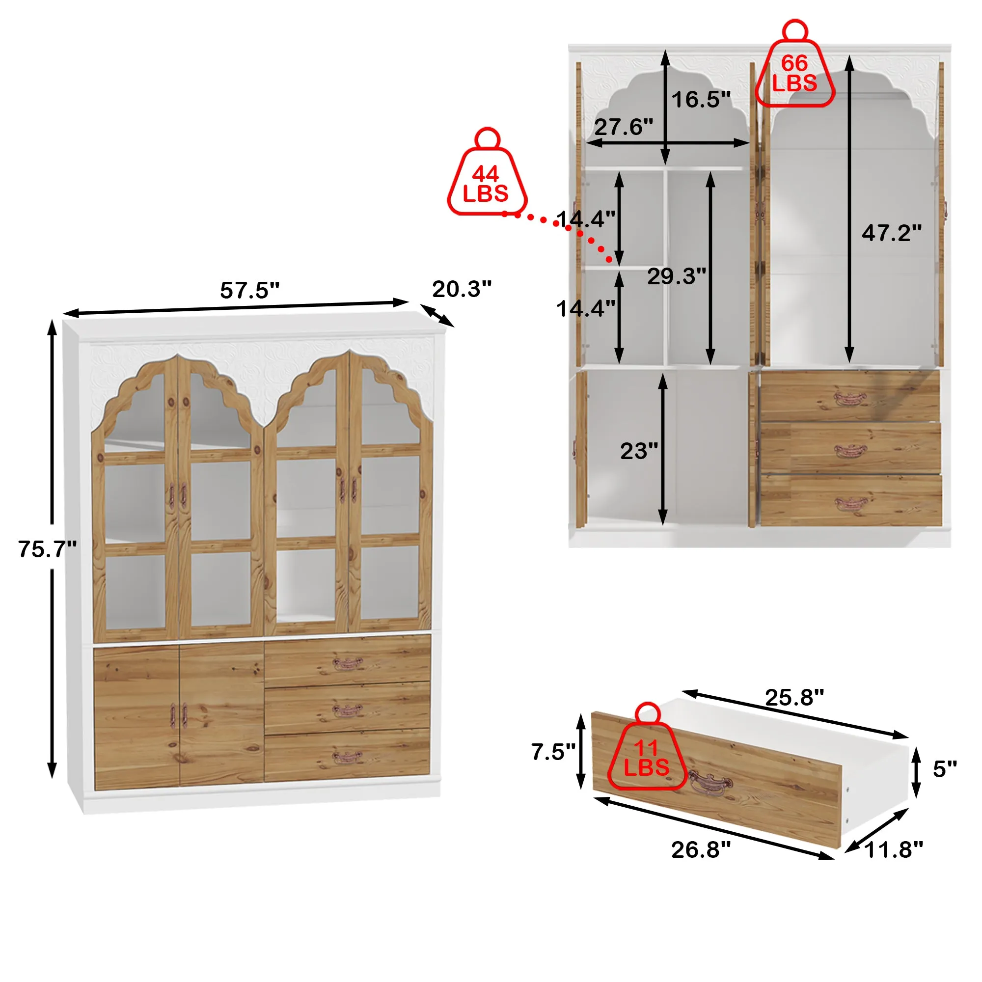 Exquisite Wardrobe With Tempered Glass Door and Beautiful Carvings