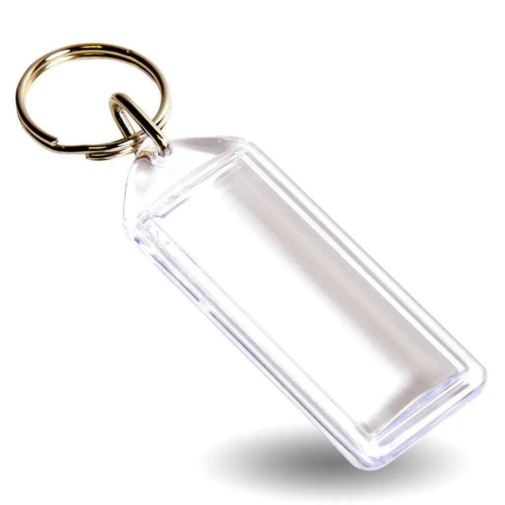 F1 Rectangular Blank Plastic Photo Insert Keyring - 50 x 20mm - Pack of 10