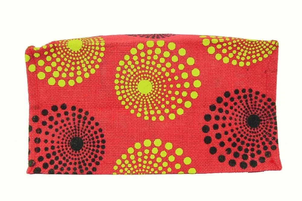 FabSeasons Red circles printed Jute Lunch Bag