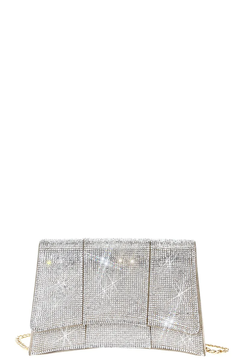 FASHION SQUARE CURVE RHINESTONE CHIC CROSSBODY BAG