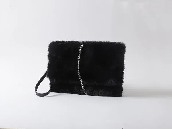 FAUX FUR SHOULDER CLUTCH PURSE