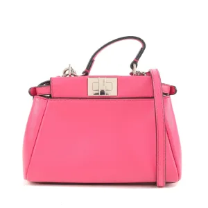 FENDI Leather Micro Peekaboo 2Way Bag Hand Bag Pink 8M0355