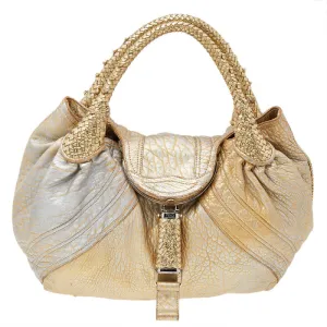 Fendi Metallic  Leather Holographic Textured Spy Hobo