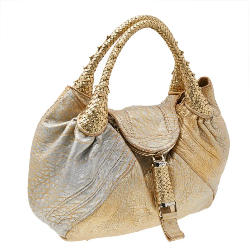 Fendi Metallic  Leather Holographic Textured Spy Hobo