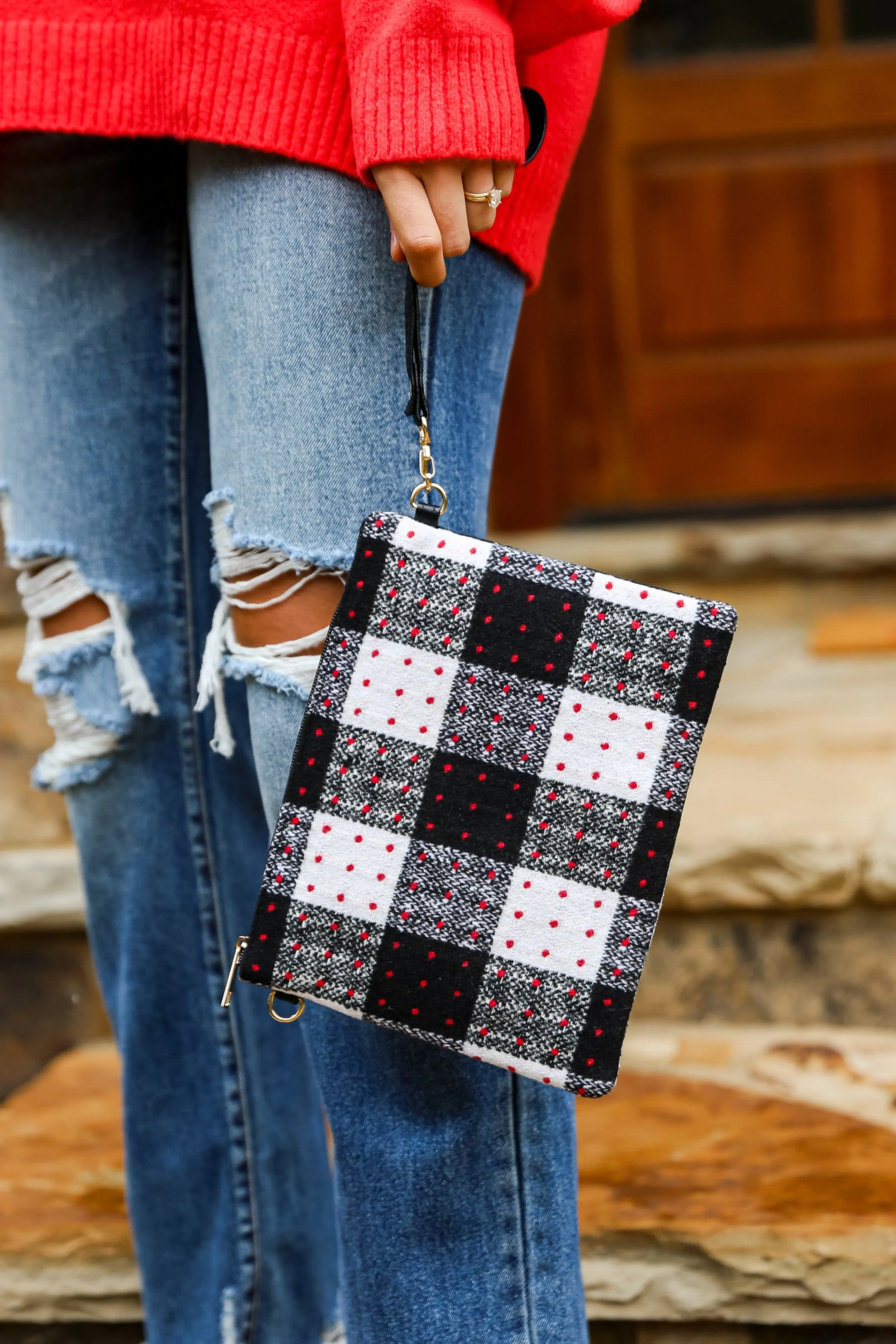 FINAL SALE - All The Feels Black Plaid Crossbody Bag - DOORBUSTER