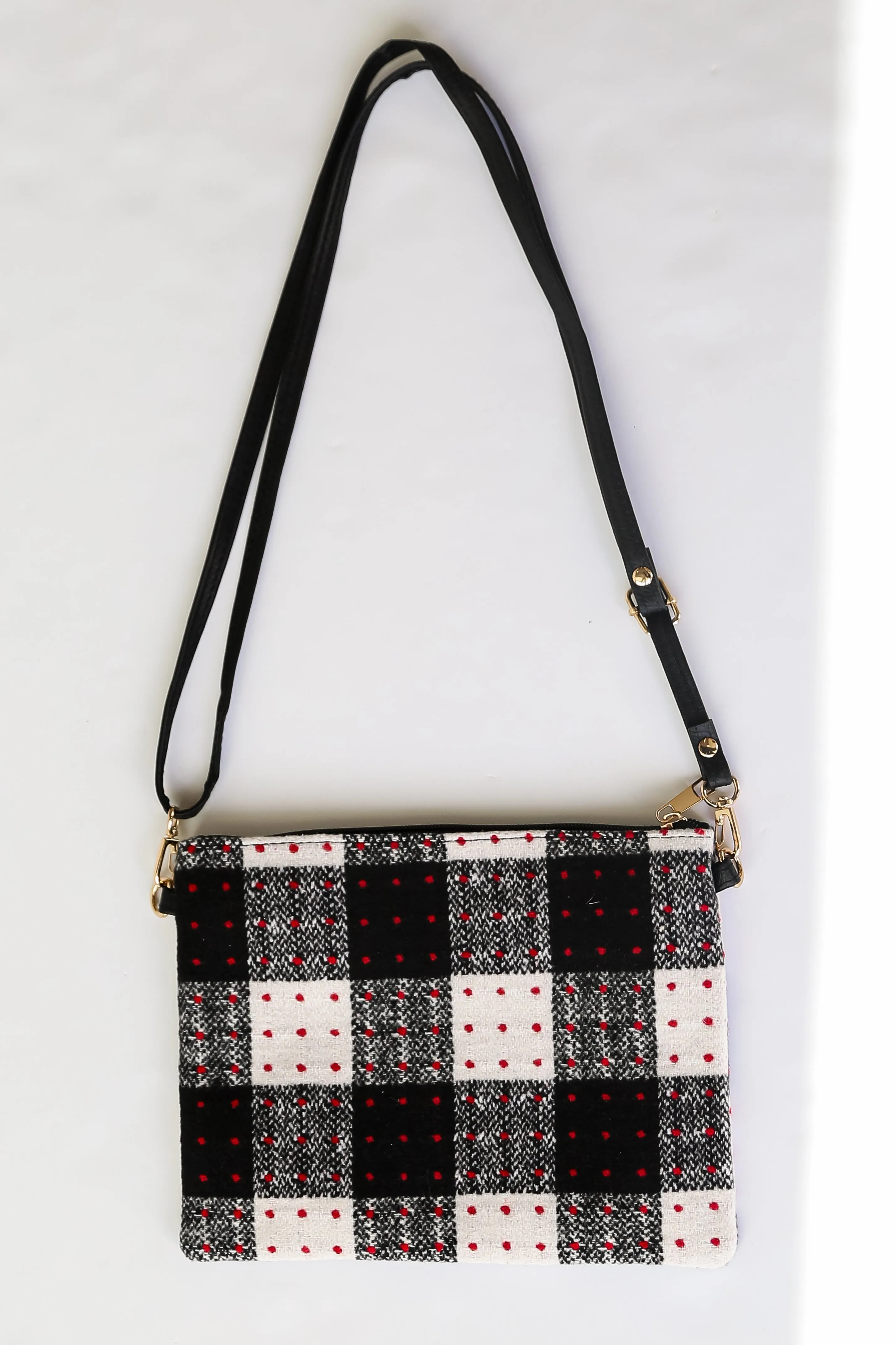 FINAL SALE - All The Feels Black Plaid Crossbody Bag - DOORBUSTER