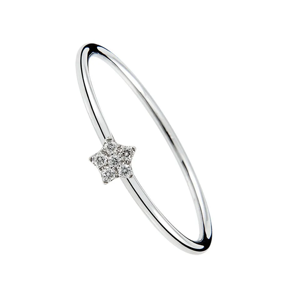 FJ0095 925 Sterling Silver Clear CZ Star Ring