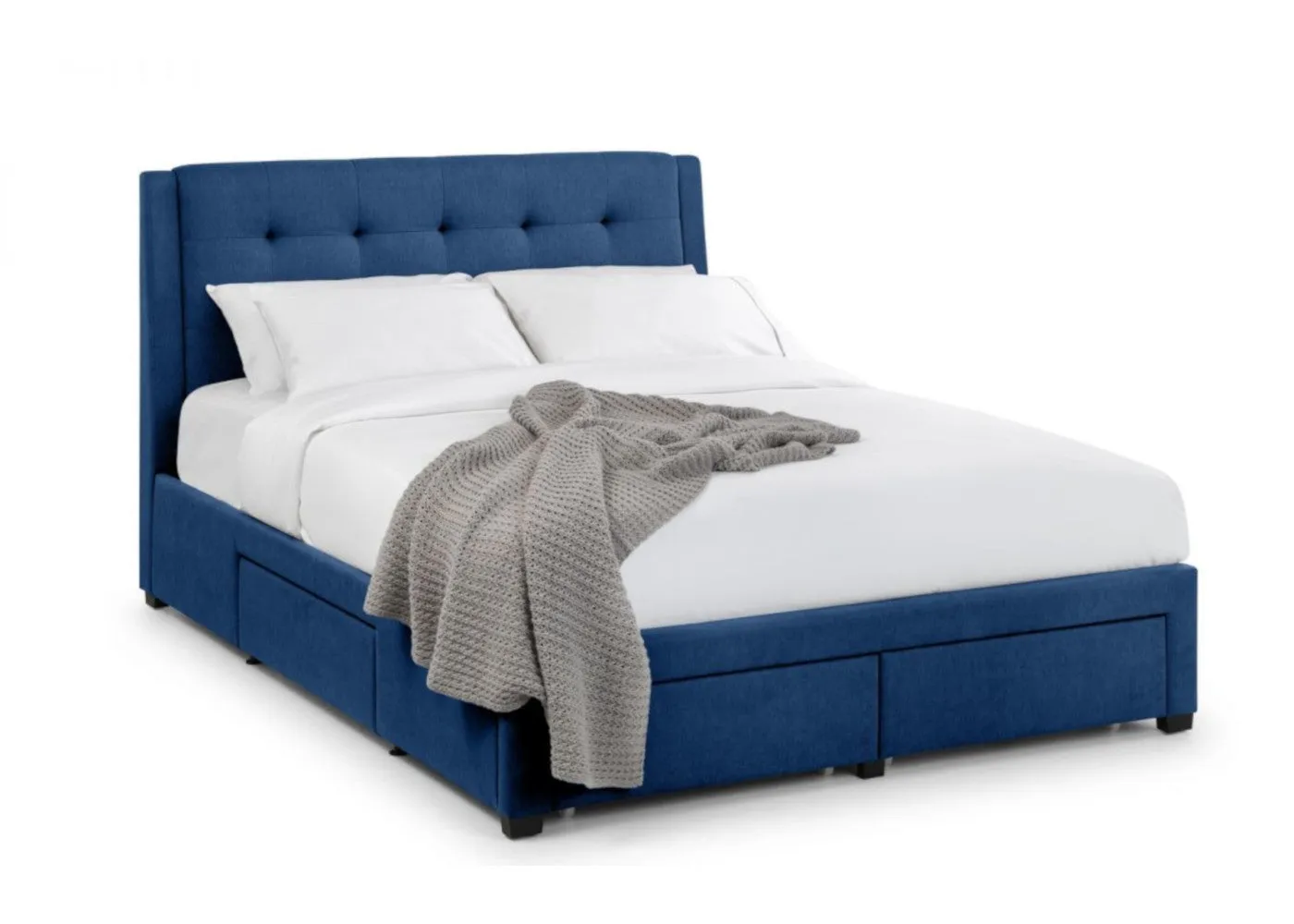 Fullerton 4 Drawer Bed in Blue Linen by Julian Bowen